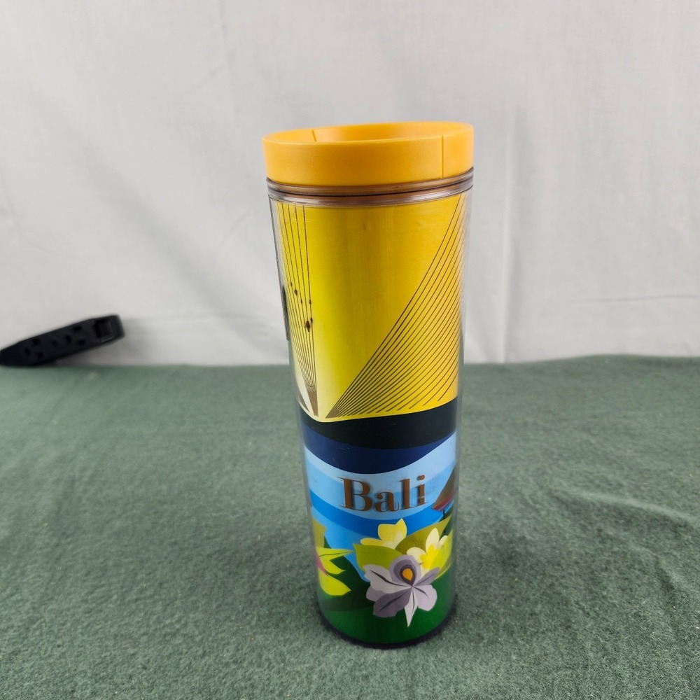 2015 Starbucks Bali Global Icon Flowers Plastic Travel Tumbler Cup
